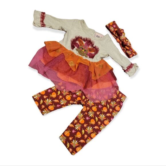 Little Lass Turkey Tutu 3 Pc Baby Outfit - Picture 1 of 4